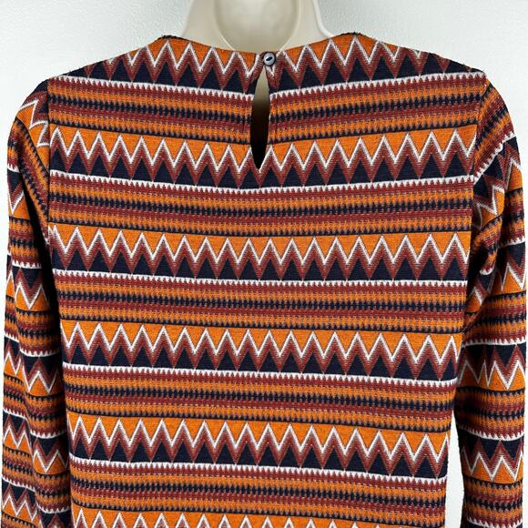 Zink London Dress Aztec Print Long Sleeve Rust Orange Small Stripes Western - Picture 5 of 12